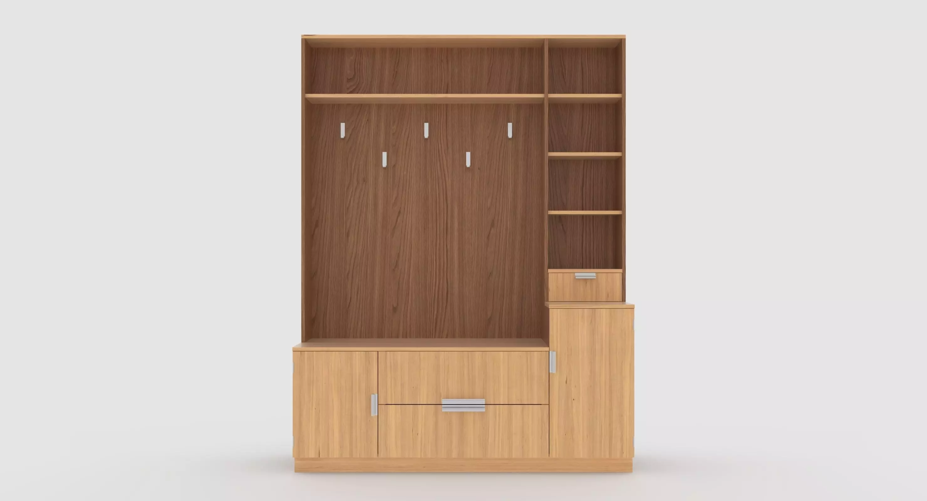 hallway 8 wooden cabinet with drawers and shelves 3D model_0