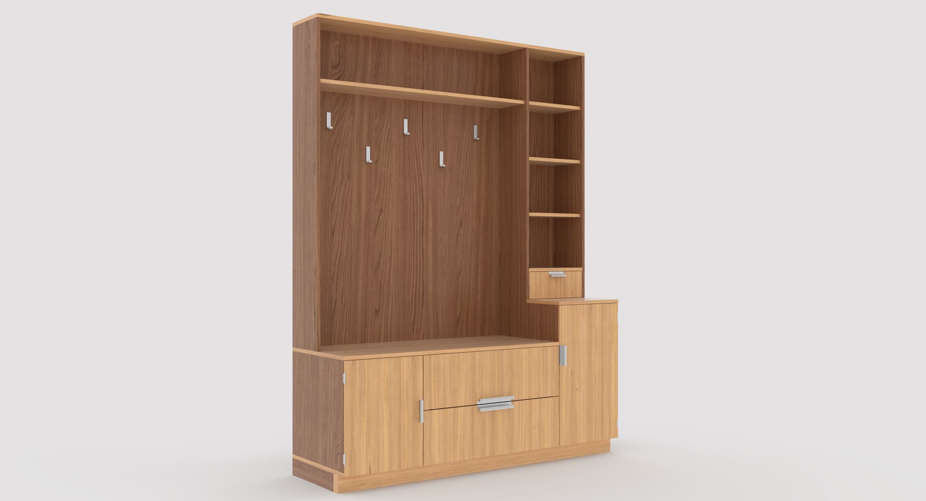hallway 8 wooden cabinet with drawers and shelves 3D model_4