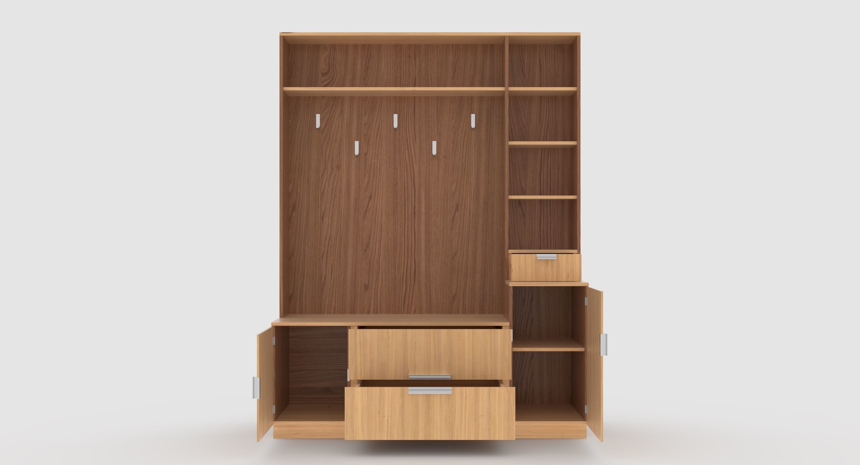 hallway 8 wooden cabinet with drawers and shelves 3D model_1