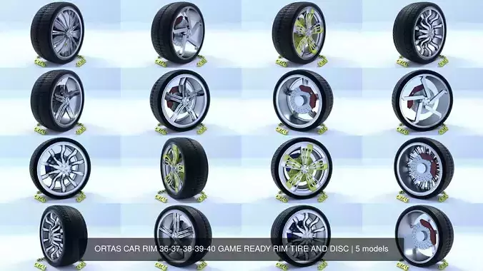 ORTAS CAR RIM 36-37-38-39-40 GAME READY RIM TIRE AND DISC 3D Model Collection