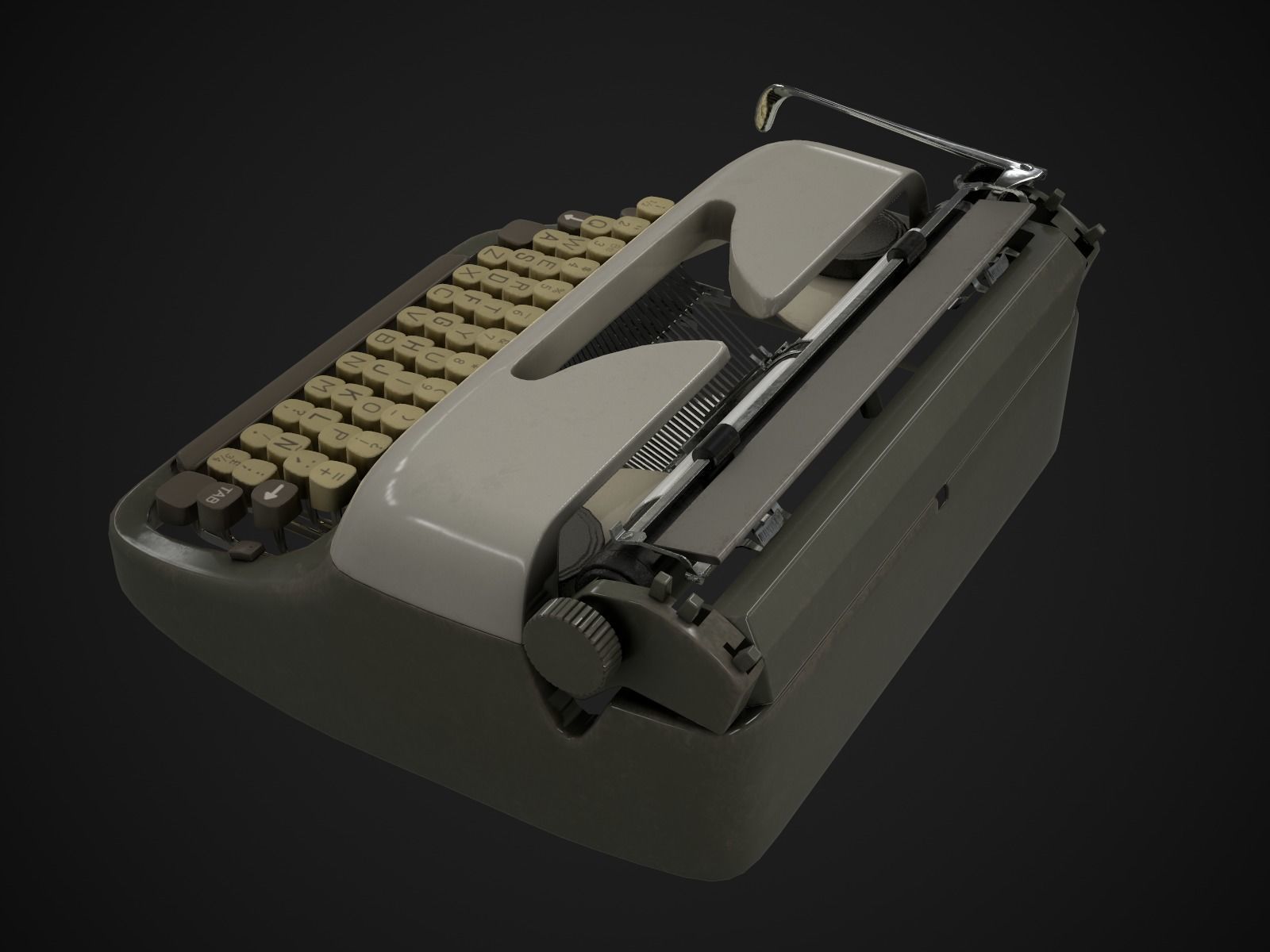 Typewriter Adler Primus Low-poly 3D model_4