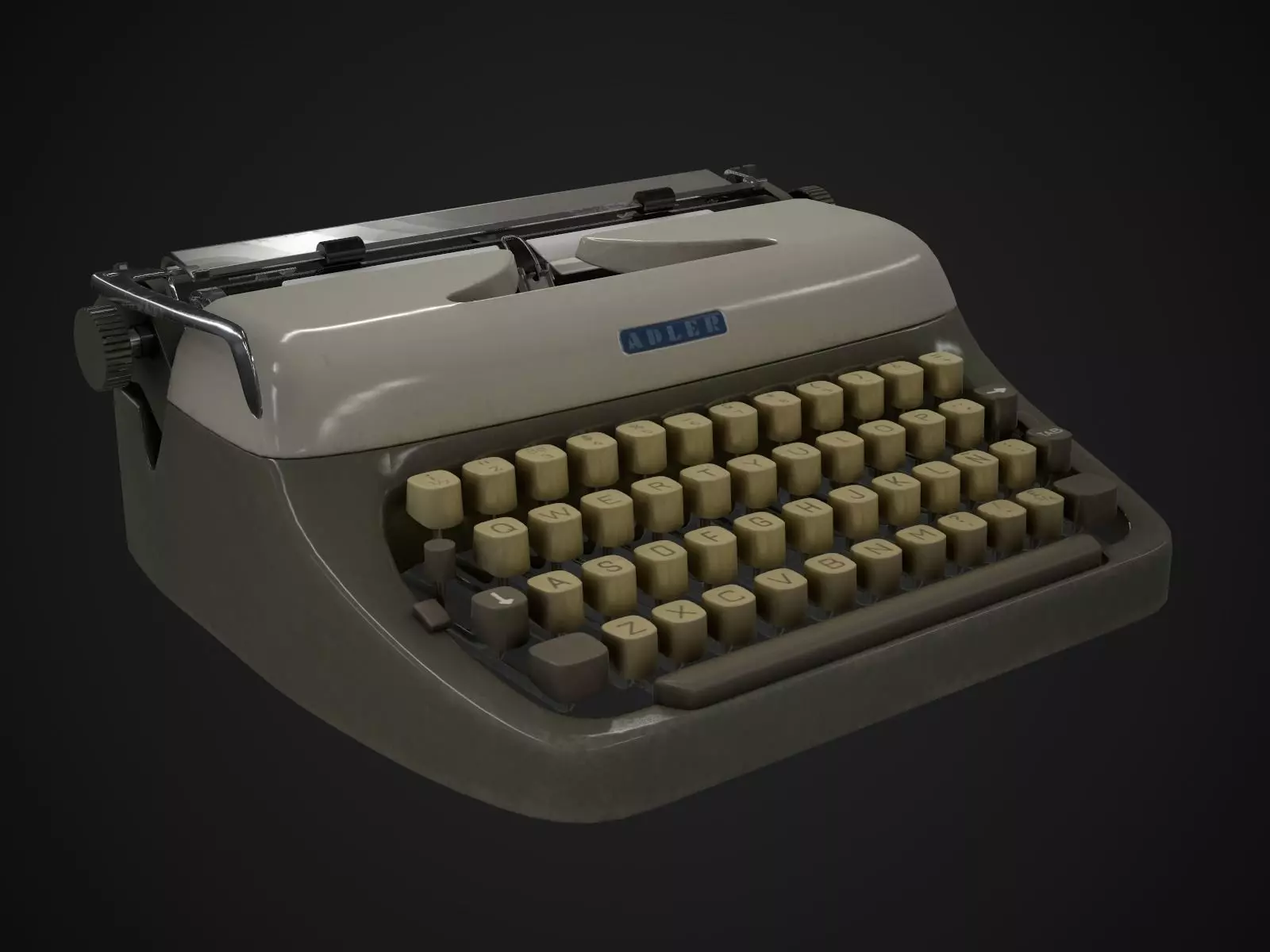 Typewriter Adler Primus Low-poly 3D model_0