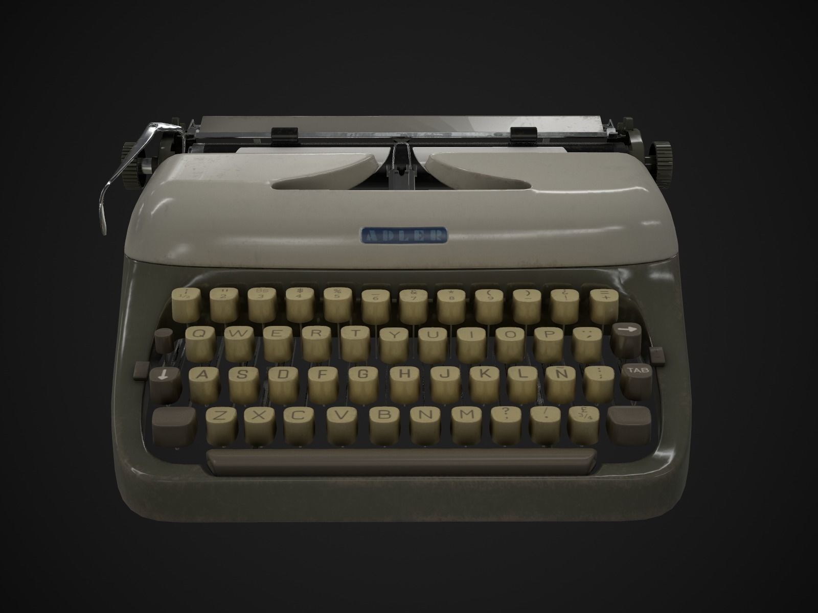 Typewriter Adler Primus Low-poly 3D model_2
