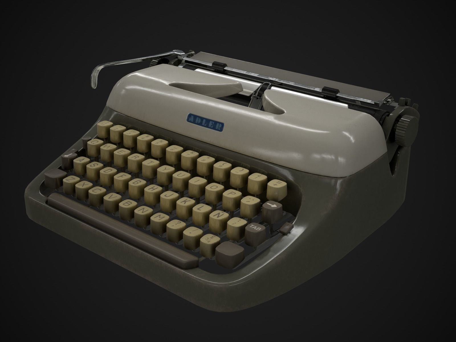 Typewriter Adler Primus Low-poly 3D model_3