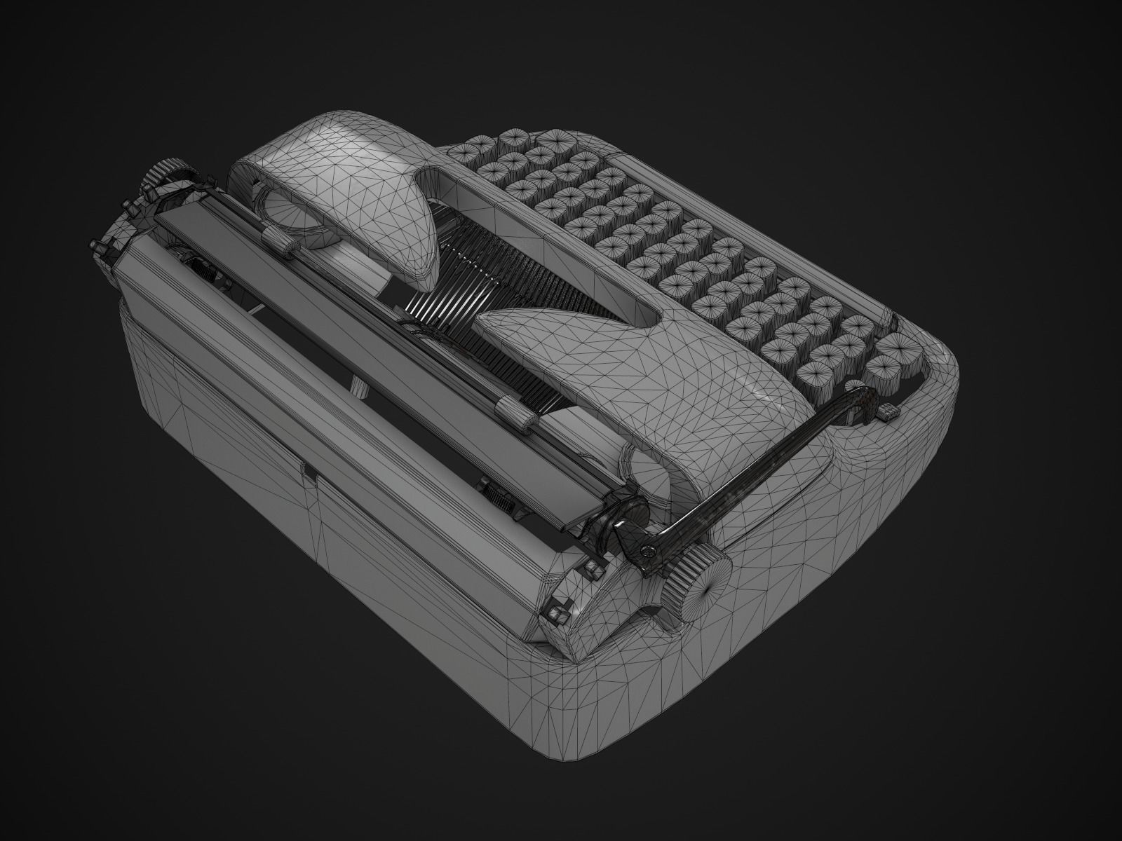 Typewriter Adler Primus Low-poly 3D model_13