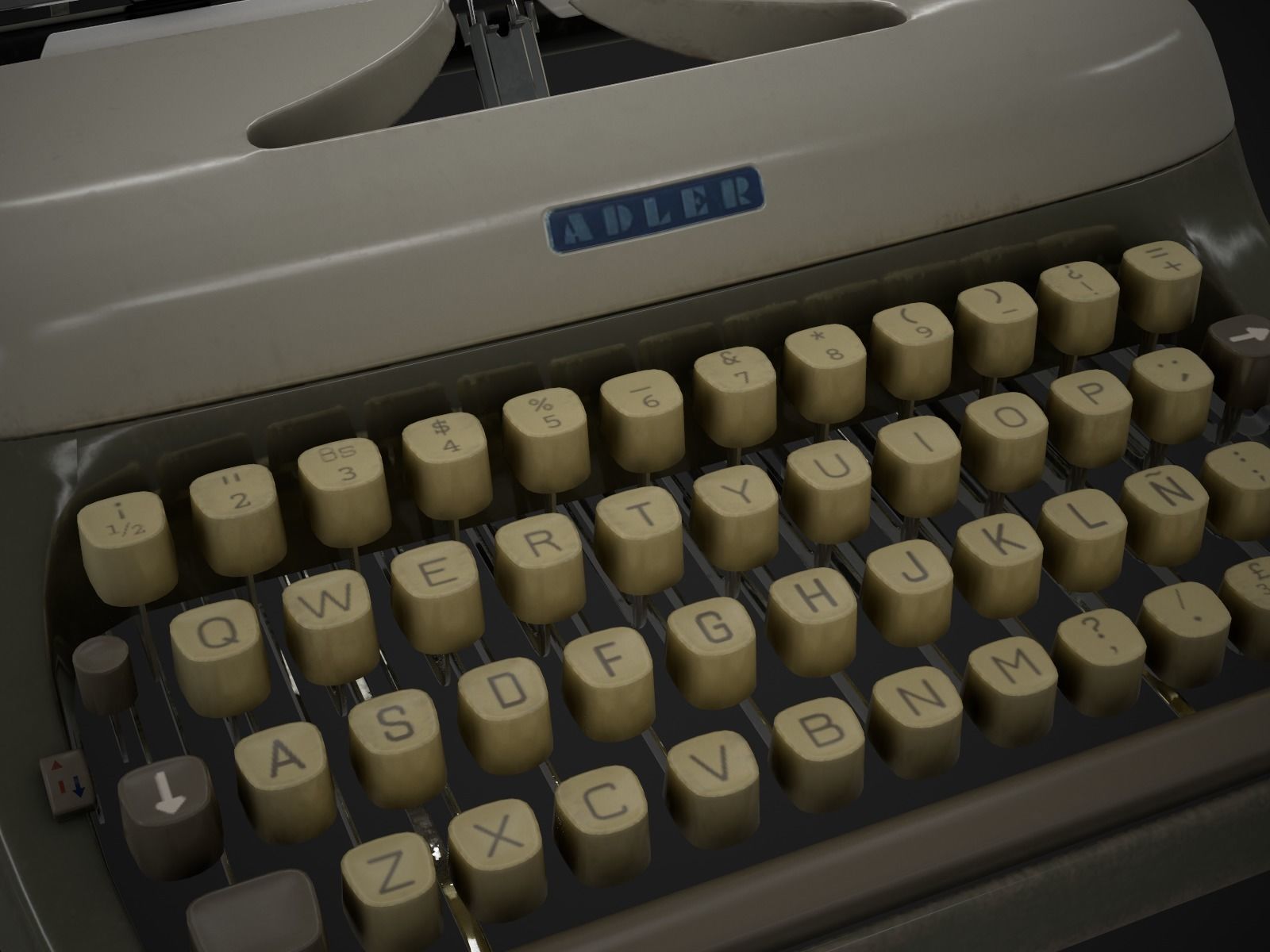 Typewriter Adler Primus Low-poly 3D model_7