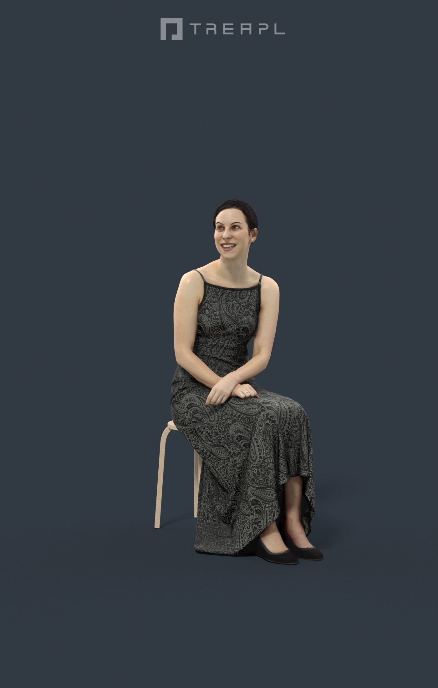 Eternal a young female Sitting In A Cafe looking to the side 3D model_1