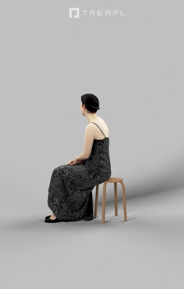 Eternal a young female Sitting In A Cafe looking to the side 3D model_7