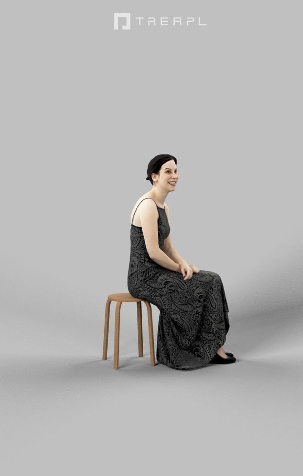 Eternal a young female Sitting In A Cafe looking to the side 3D model_4