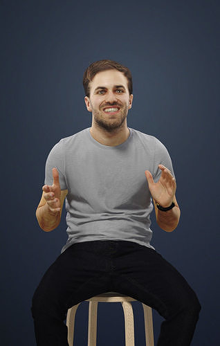 Flow Casual Male In T-Shirt And Trousers Sitting 3D model