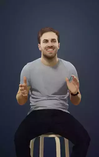 Flow Casual Male In T-Shirt And Trousers Sitting 3D model