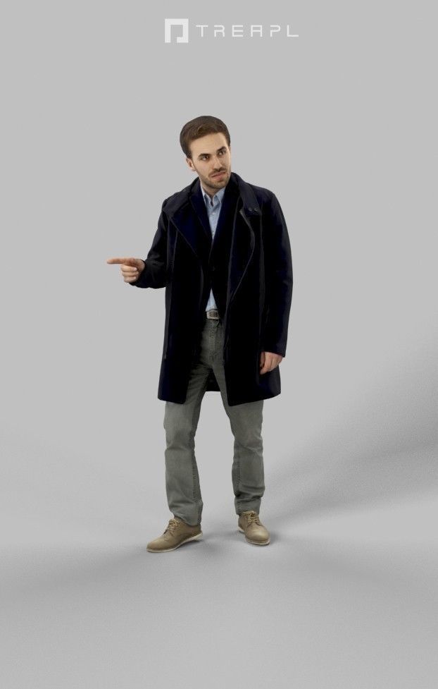 Flow Elegant Caucasian Male Walking While Pointing 3D model_3