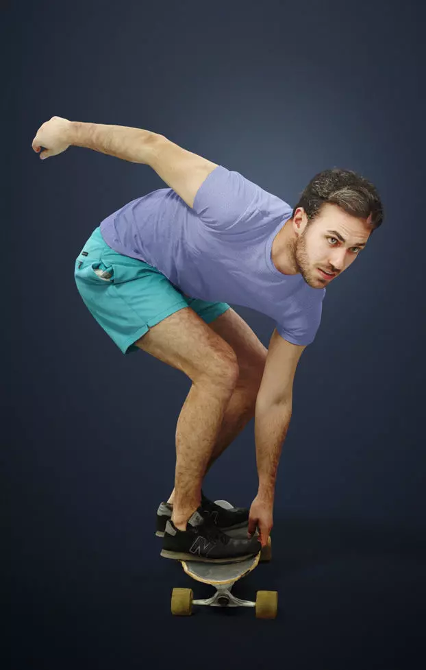 Flow A Caucasian Male riding His Skateboardoard 3D model