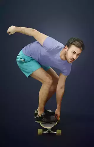 Flow A Caucasian Male riding His Skateboardoard 3D model