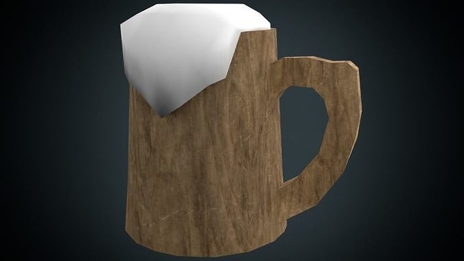 wooden Tankard Low-poly 3D model