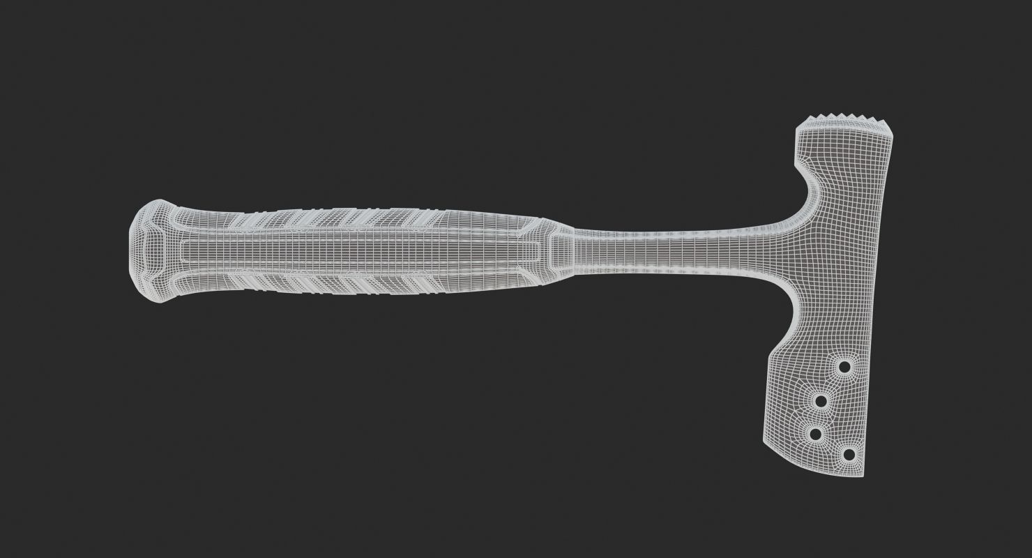 Shingler Hammer With Blade 3D model_7