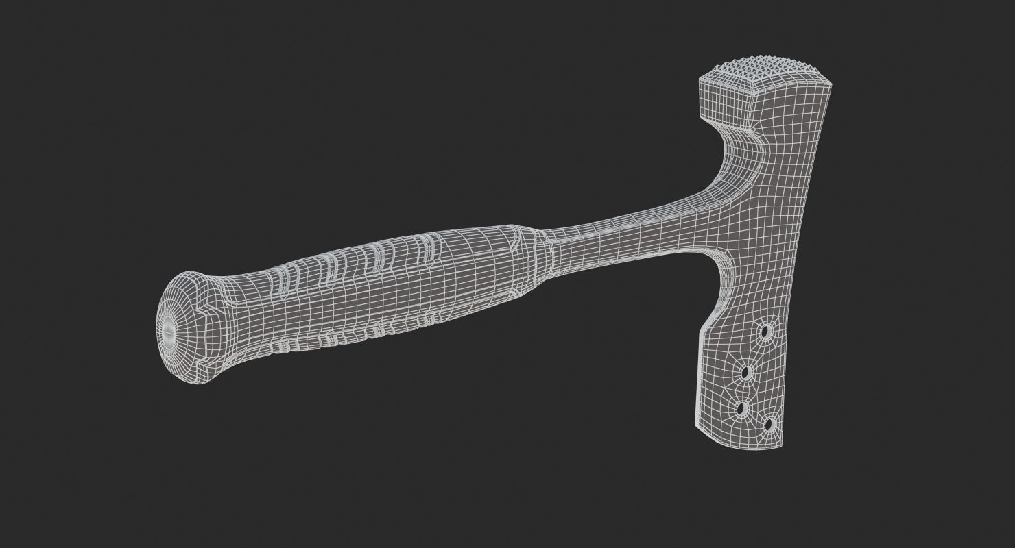 Shingler Hammer With Blade 3D model_10