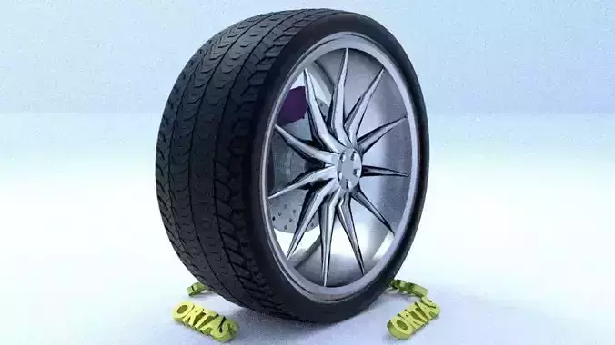 ORTAS CAR RIM 58 GAME READY RIM TIRE AND DISC 3D model