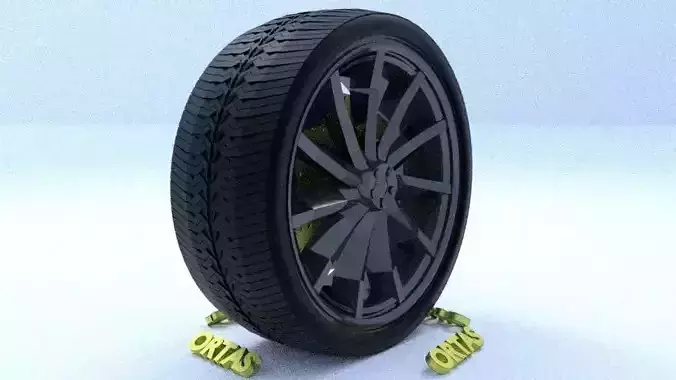 ORTAS CAR RIM 56 GAME READY RIM TIRE AND DISC 3D model