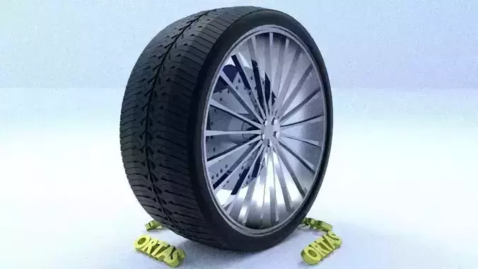 ORTAS CAR RIM 54 GAME READY RIM TIRE AND DISC 3D model