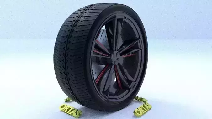 ORTAS CAR RIM 53 GAME READY RIM TIRE AND DISC 3D model