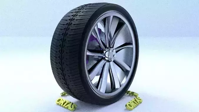 ORTAS CAR RIM 52 GAME READY RIM TIRE AND DISC 3D model