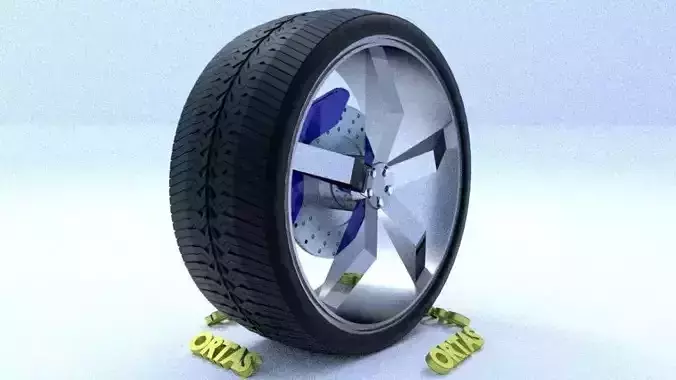 ORTAS CAR RIM 51 GAME READY RIM TIRE AND DISC 3D model