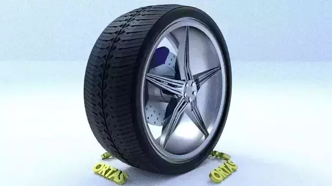 ORTAS CAR RIM 47 GAME READY RIM TIRE AND DISC 3D model