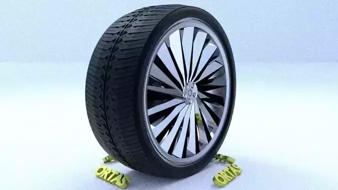 ORTAS CAR RIM 46 GAME READY RIM TIRE AND DISC 3D model
