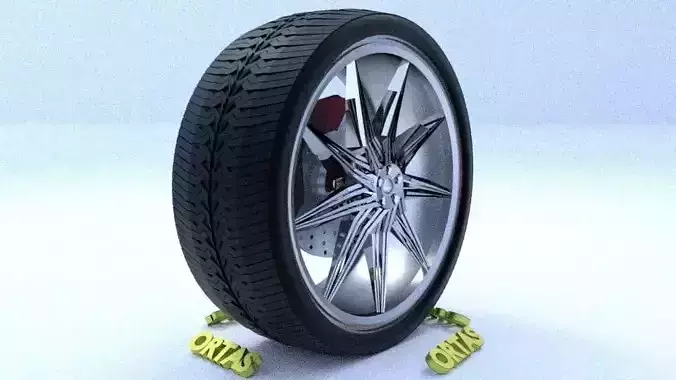 ORTAS CAR RIM 43 GAME READY RIM TIRE AND DISC 3D model