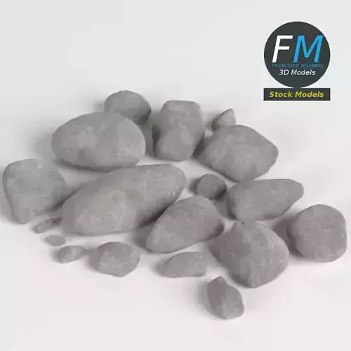 Pebbles and stones set 3D model