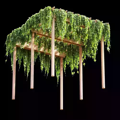 Pergola with grape leaves v2 3D model