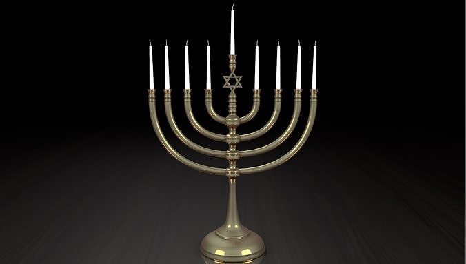 Traditional Bronze Menorah 3D model