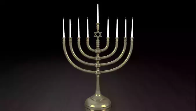 Traditional Bronze Menorah 3D model