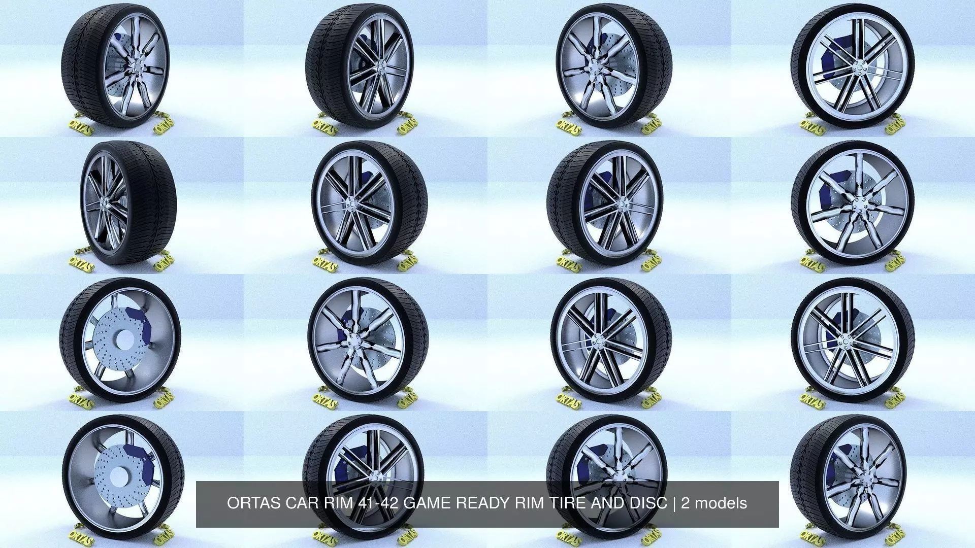 ORTAS CAR RIM 41-42 GAME READY RIM TIRE AND DISC 3D Model Collection_0