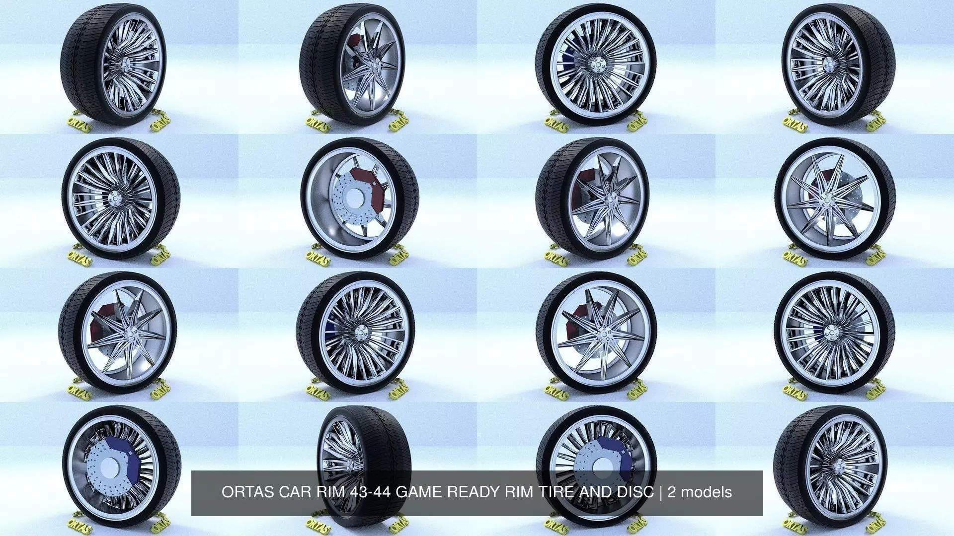 ORTAS CAR RIM 43-44 GAME READY RIM TIRE AND DISC 3D Model Collection_0
