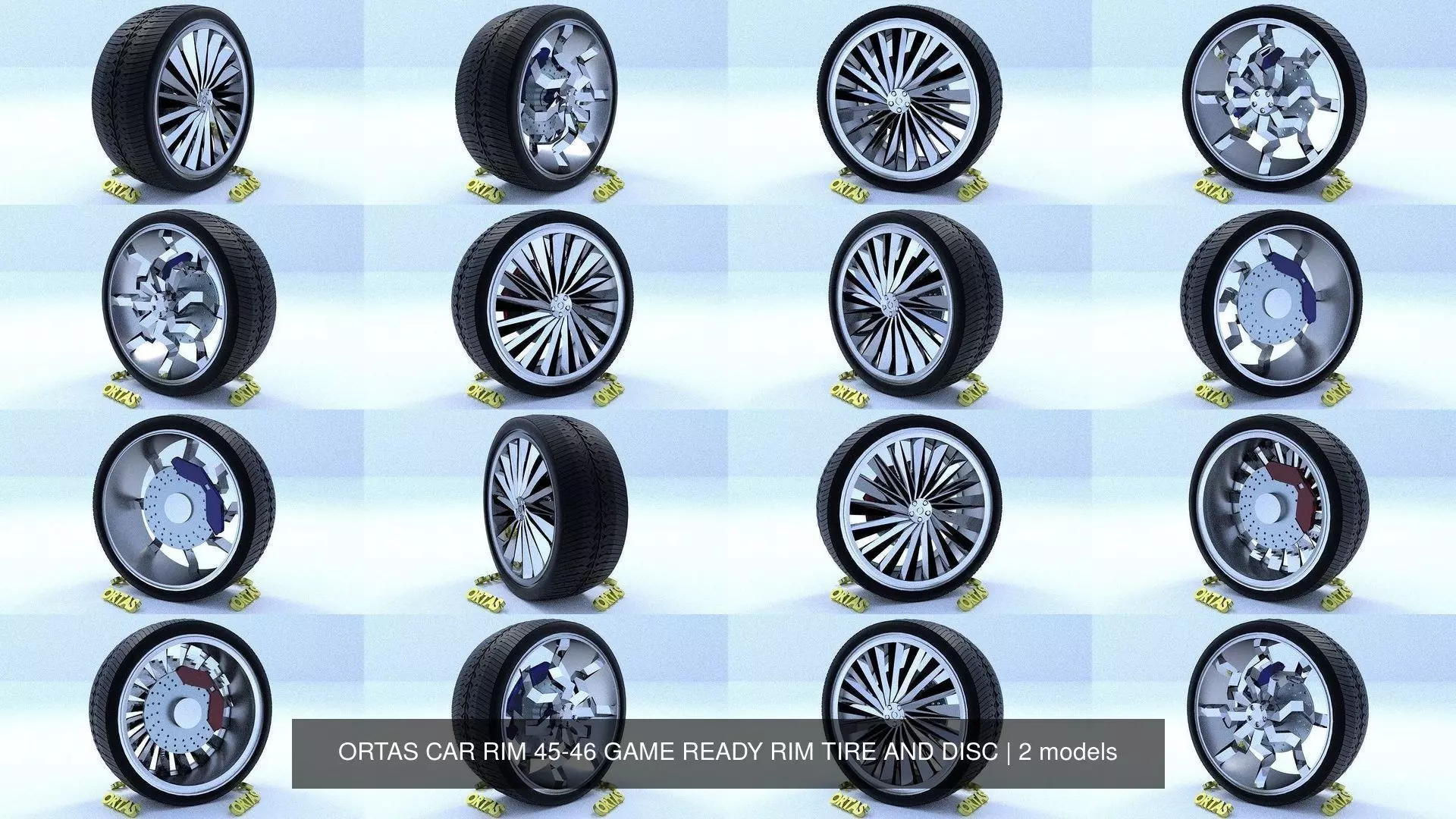 ORTAS CAR RIM 45-46 GAME READY RIM TIRE AND DISC 3D Model Collection_0