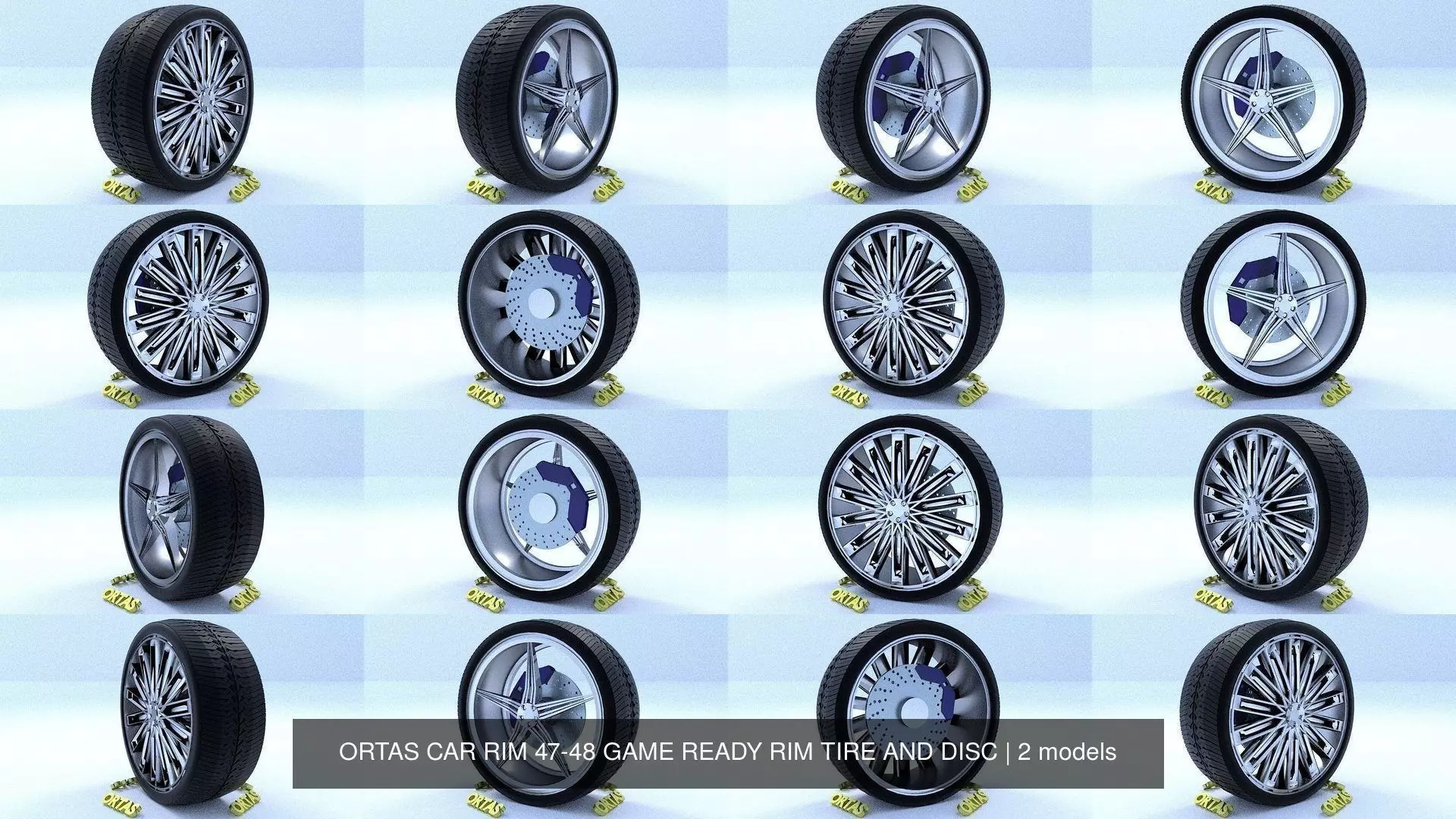ORTAS CAR RIM 47-48 GAME READY RIM TIRE AND DISC 3D Model Collection_0