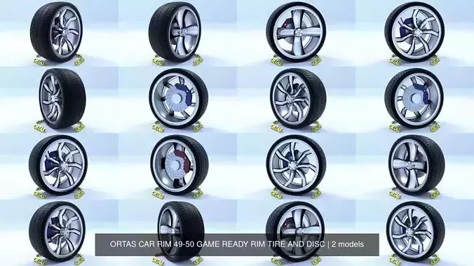 ORTAS CAR RIM 49-50 GAME READY RIM TIRE AND DISC 3D Model Collection