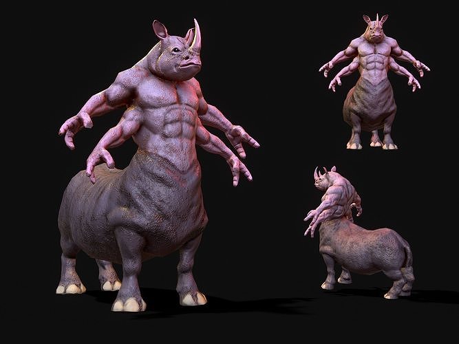 Warrior Rhino Low-poly 3D model