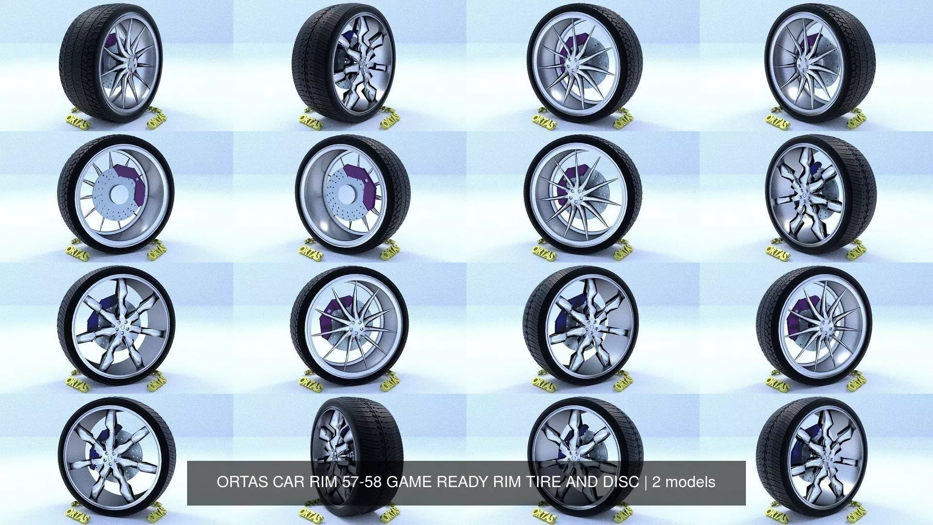 ORTAS CAR RIM 57-58 GAME READY RIM TIRE AND DISC 3D Model Collection_0