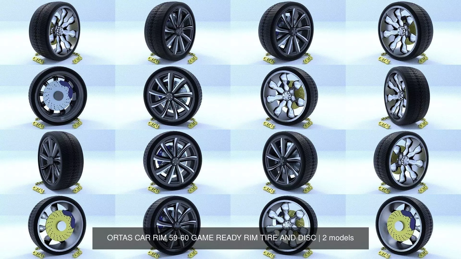 ORTAS CAR RIM 59-60 GAME READY RIM TIRE AND DISC 3D Model Collection_0