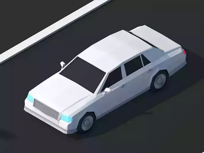 Cartoon Low Poly Limousine Car