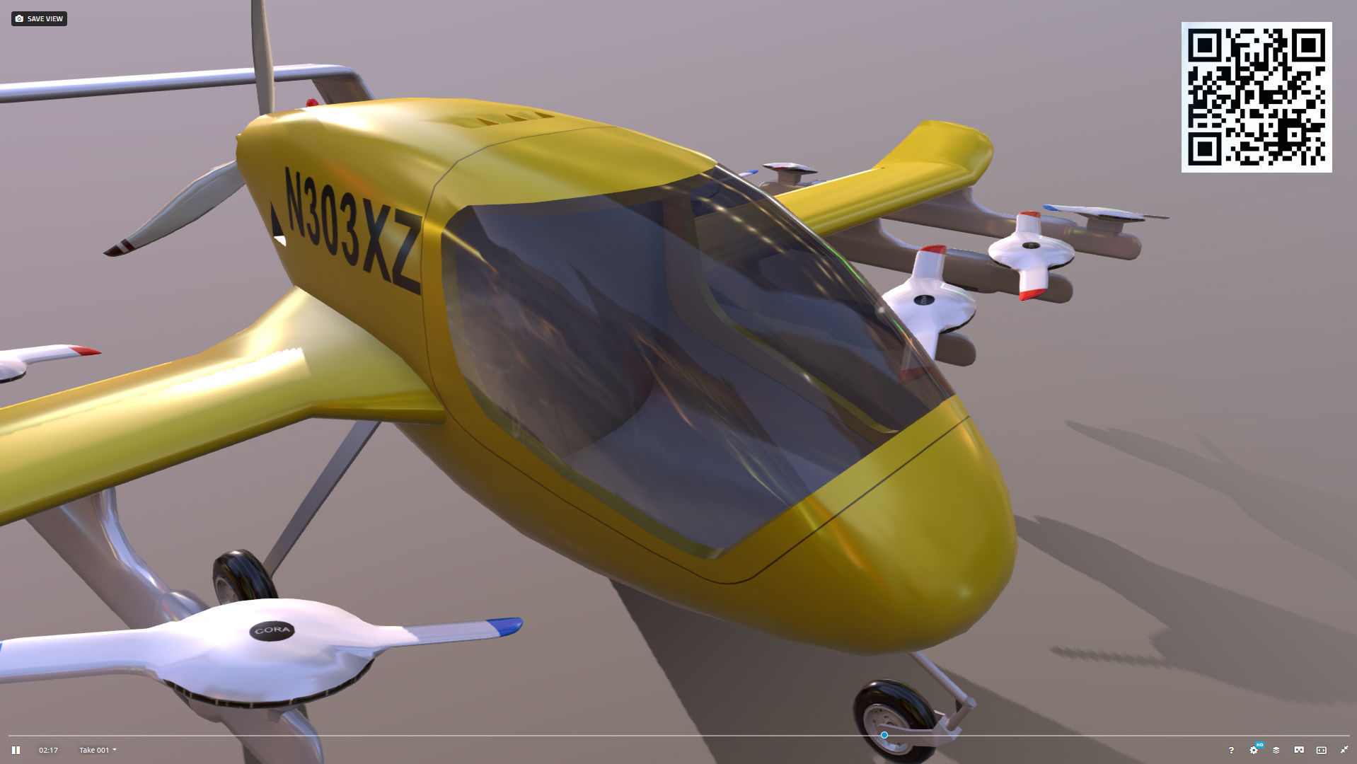 CORA kittyhawk electric self-piloting air taxi Low-poly 3D model_9
