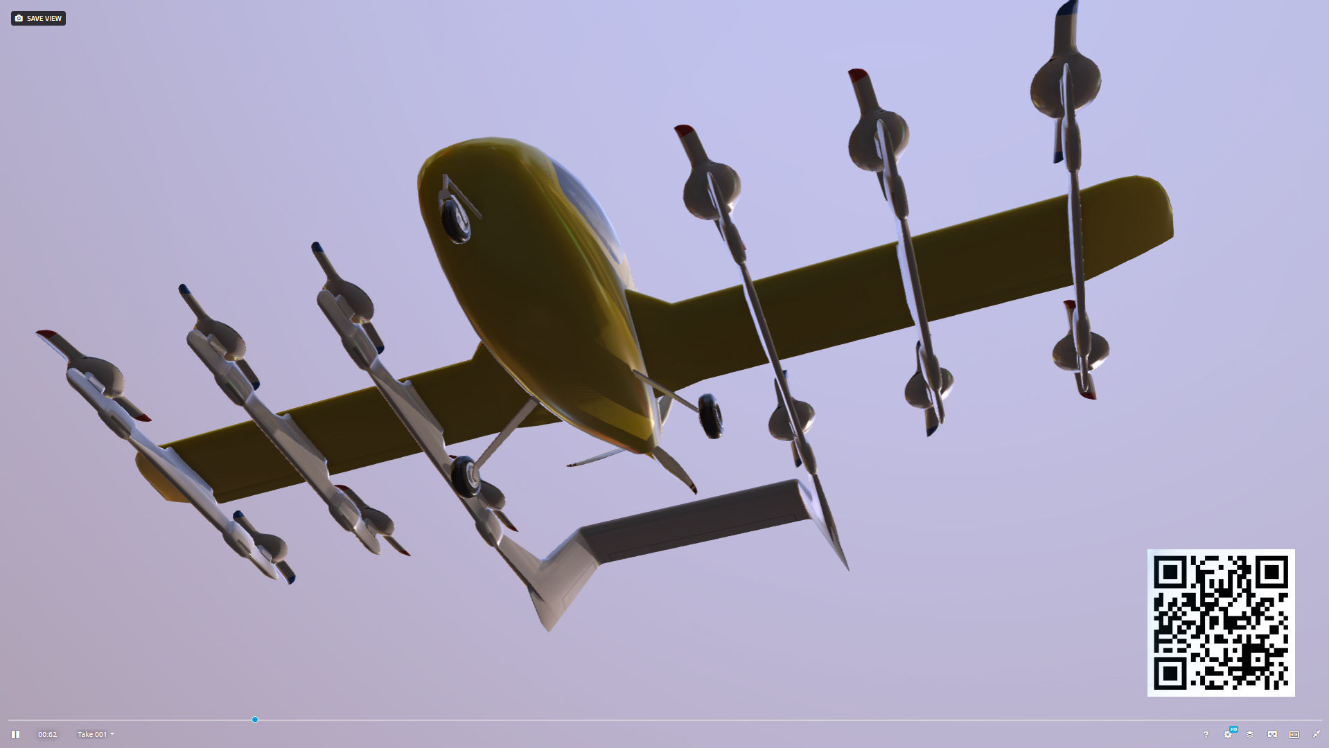 CORA kittyhawk electric self-piloting air taxi Low-poly 3D model_7