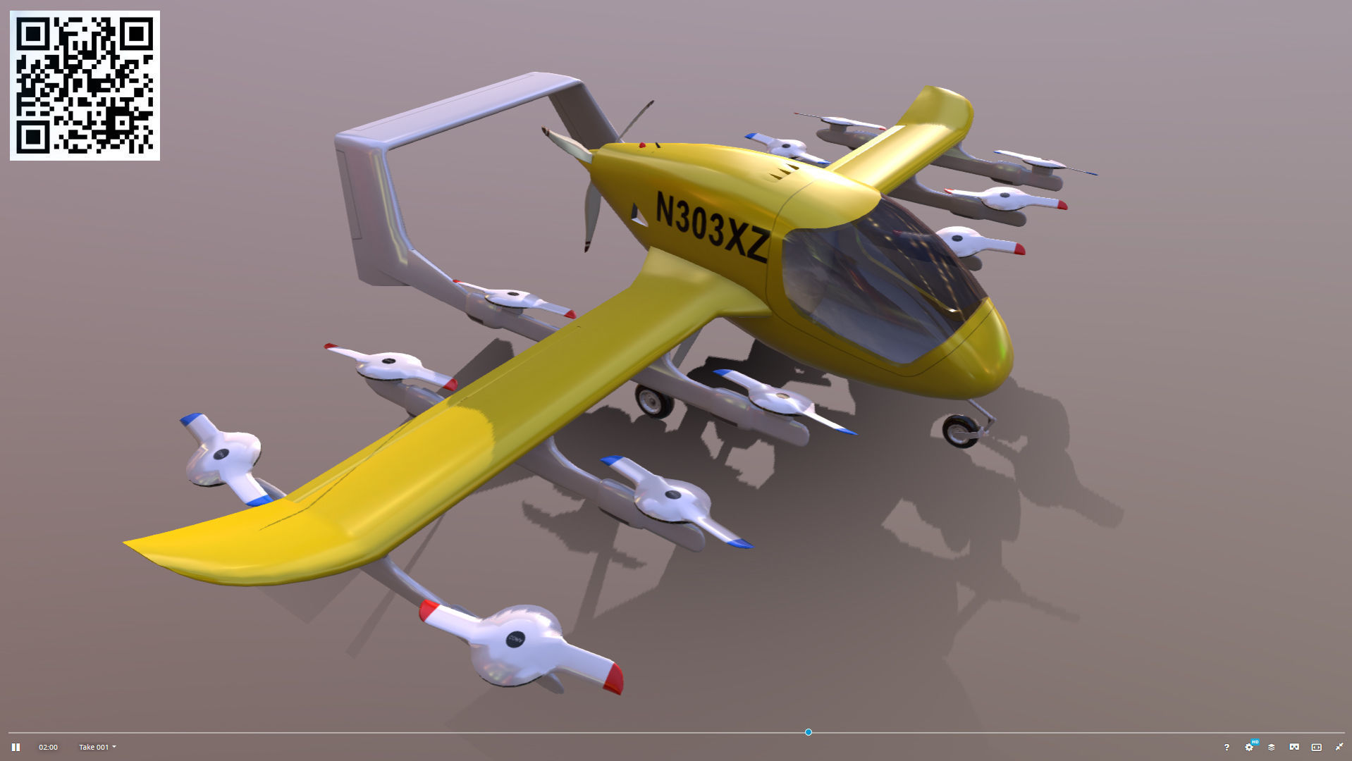 CORA kittyhawk electric self-piloting air taxi Low-poly 3D model_1
