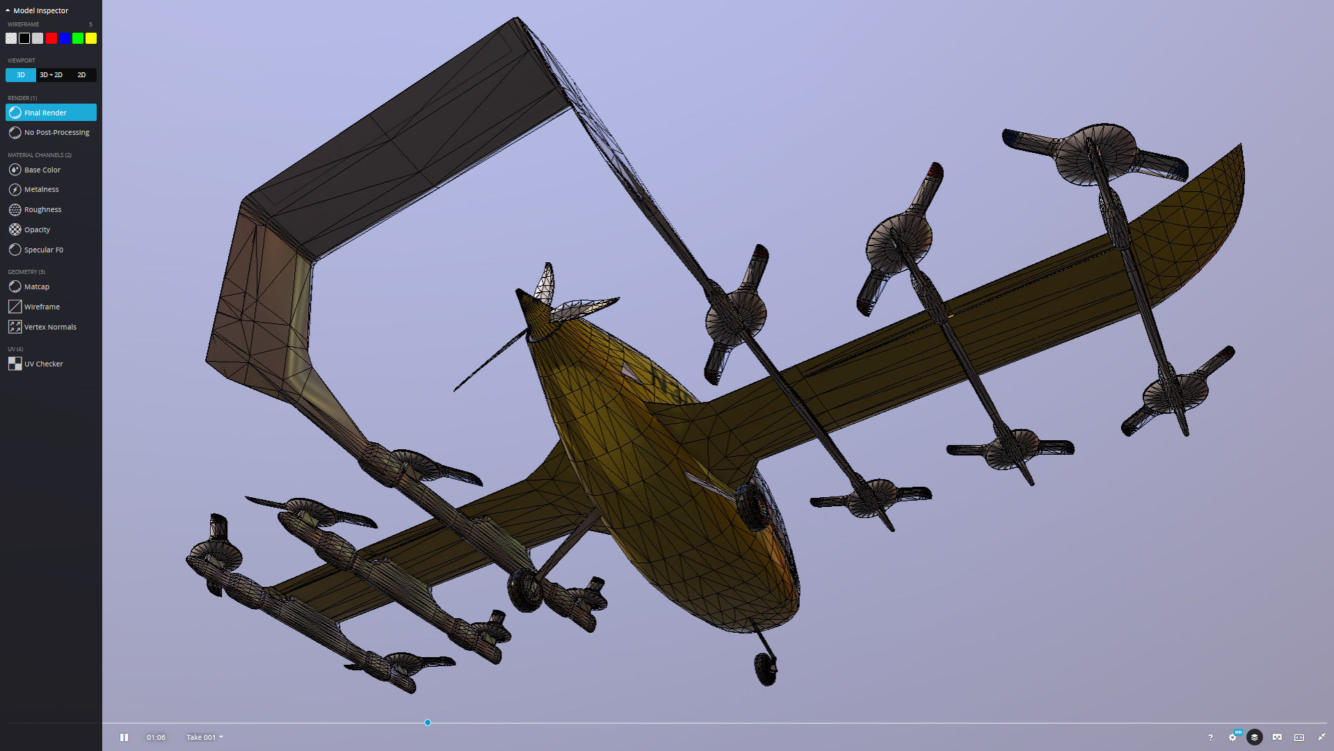 CORA kittyhawk electric self-piloting air taxi Low-poly 3D model_2