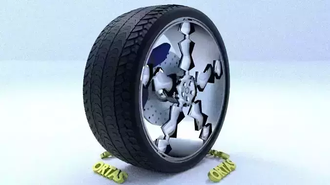 ORTAS CAR RIM 69 GAME READY RIM TIRE AND DISC 3D model