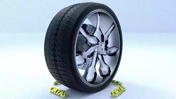 ORTAS CAR RIM 66 GAME READY RIM TIRE AND DISC 3D model