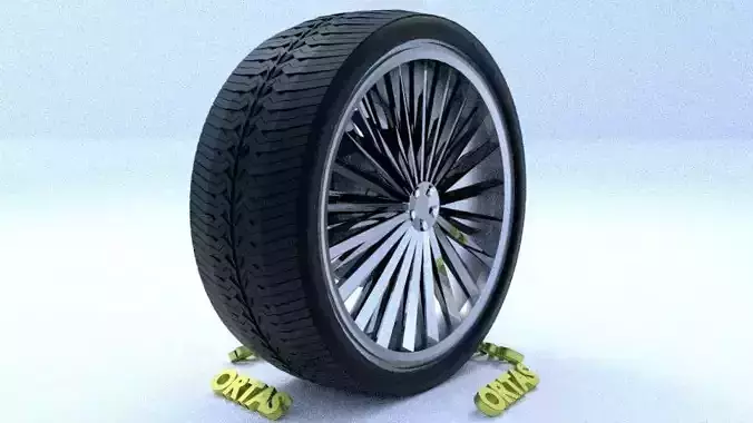 ORTAS CAR RIM 64 GAME READY RIM TIRE AND DISC 3D model